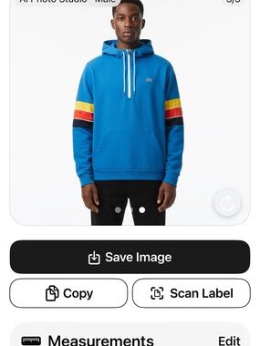 Lacoste Blue Crewneck Hoodie with Color-Block Sleeve Stripes